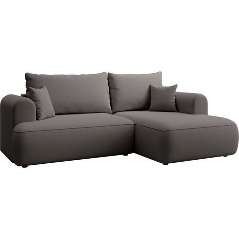 Selsey Ovo Mini - Eckschlafsofa rechtsseitig mit Stauraum, Easy-Clean-Samtbezug, dunkelgrau (1/5)