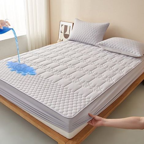 Coprimaterasso + 2 federe, strato in TPU per un utilizzo impermeabile e traspirante, per materassi fino a 28 cm di spessore, motivo a rombi (1/5)