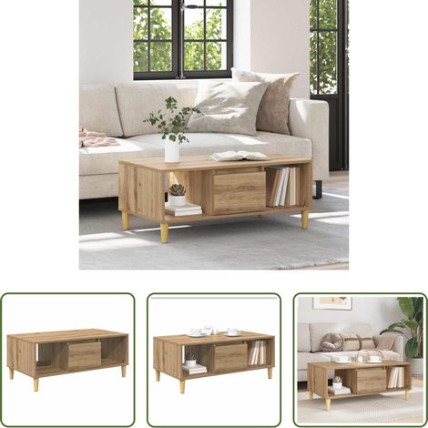 Wohnzimmer Tisch - Couchtisch Artisan-Eiche 90 x 50 x 26,5 cm Holzwerkstoff (1/5)