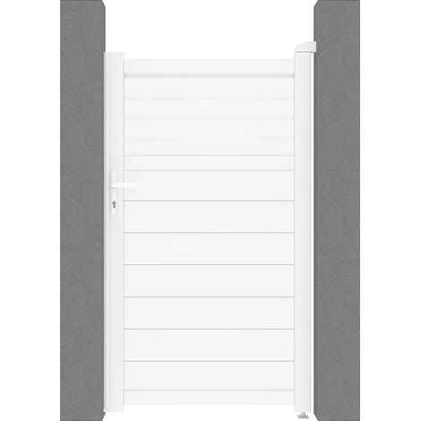 Portillon battant aluminium persienné L103 x H180 cm blanc - VIAZO