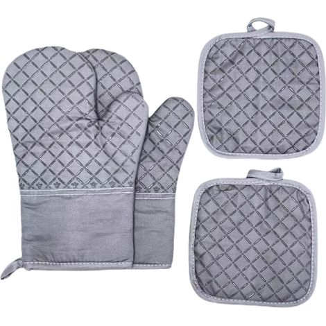 1 paire de gants isolants en silicone - 30 cm, à carreaux noirs, lot de 4.