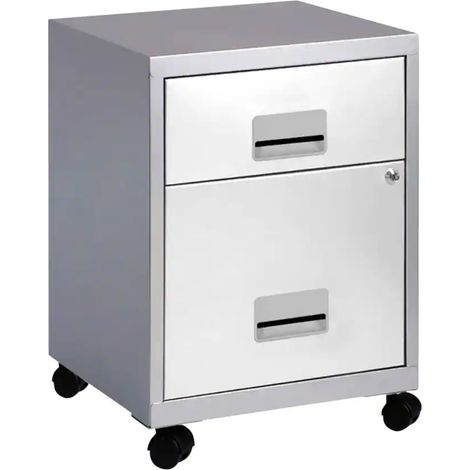 Pierre Henry Combi Filing Cabinet 2 Drawer - Silver & White (1/5)