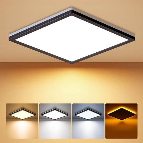 Applati 24 W LED Ceiling Light, 2000 K, 2400 LM Warm White Neutral Cool White 3000 K/4000 K/5000 K, Light Panel for Bedroom, Living Room, Hallway, Kitchen, Bathroom, 30 cm Angular Black (1/5)