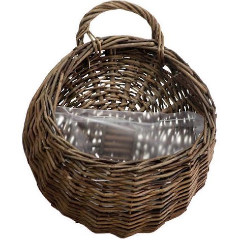Handgefertigter Wandkorb aus Rattan, Hängevase für Trockenblumen, natürliche und bohemische handgefertigte Dekoration.