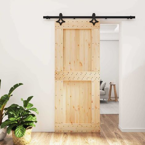 Porta scorrevole Naturale e Nero 85 x 210 cm vidaXL (1/5)