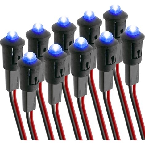 BeMatik - Luz LED piloto de 8mm 12VDC de color azul 10-pack