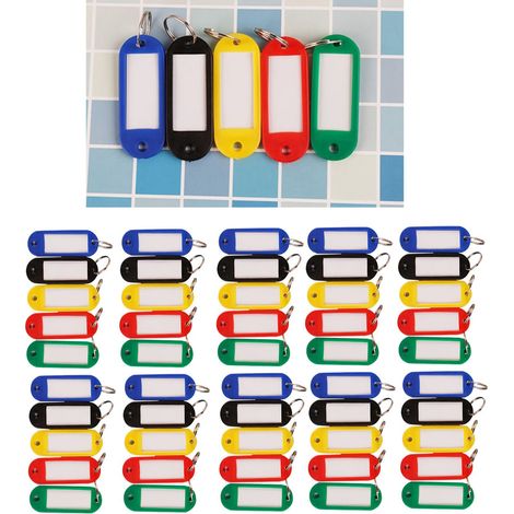 50 Étiquettes Porte-clés Multicolores - Set d'Organisation avec Anneaux pour Étiquetage et Tri (1/5)