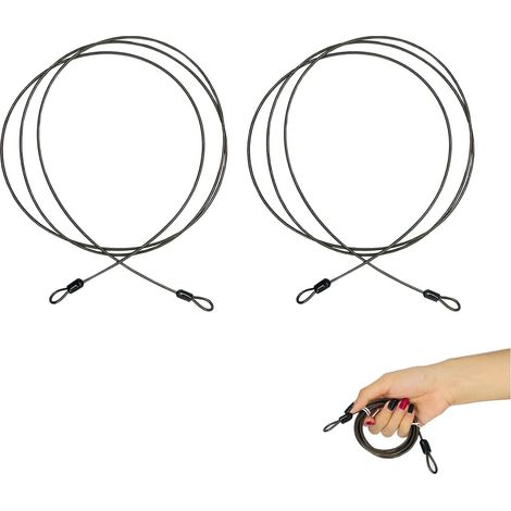 Sicherheitsseil – 2 Stück – Edelstahl – Doppelschlaufe – Fahrradgepäck, Garten – 2 m (1/5)