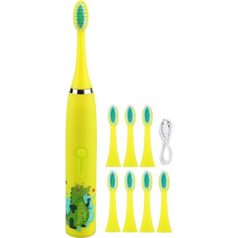 [LCS] Brosse à dents électrique pour enfants, brosse à dents électrique sonique USB, 4 vitesses et 8 têtes interchangeables-AquaForge
