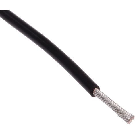 Fil de câblage à gaine PTFE RS PRO, 0,34 mm², 22 AWG, 200°C max, PTFE Noir, 25m ( Prix pour Bobine de 25 Mètres )