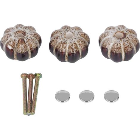 3 Poignées de tiroir en céramique classique citrouille argenté pour armoires cuisine et commode (1/5)