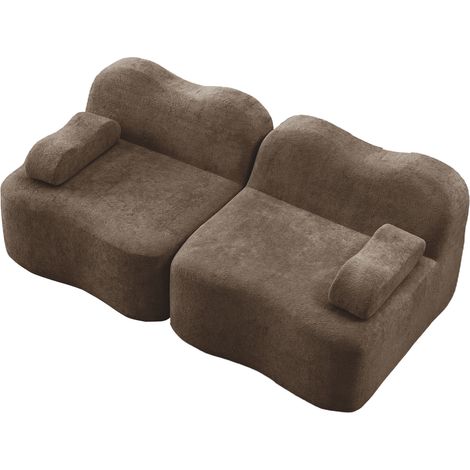Sofá modular de 2 plazas en terciopelo marrón MODENUIT (1/5)