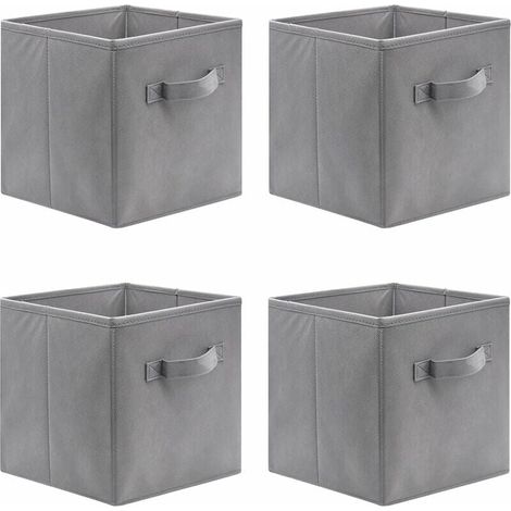 ZVD Lot de 4 cubes de rangement pliants,31 x31x31cm Boîtes de Rangement Ouvertes en Textile Non-Tissé, Tiroir en Tissu, pour jouets Vêtements (1/4)