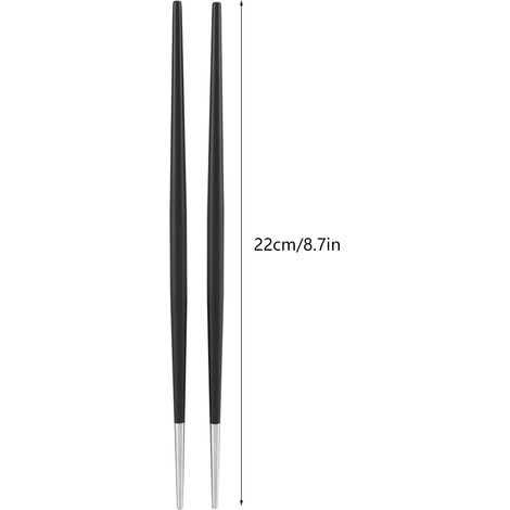 Essstäbchen-Set aus Edelstahl 304, japanische Sushi-Essstäbchen (Silber/Schwarz) (1/4)