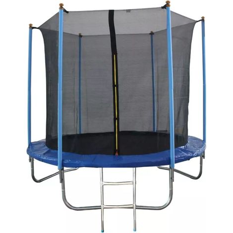 tappeto elastico da giardino per bambini eurogarden in acciaio e pvc con rete e scaletta 244 cm