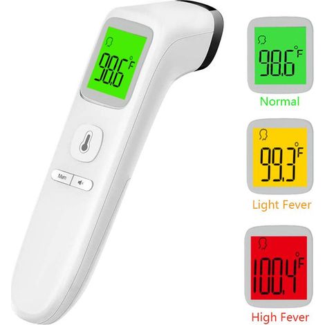 Thermomètre Frontal Sans Contact, Thermometre Bebe, Thermomètre Médical Numérique Infrarouge pour Adultes, Lecture Précise avec Ecran LCD, Mode Muet, Rappel de Mémoire (Blanche) (1/5)