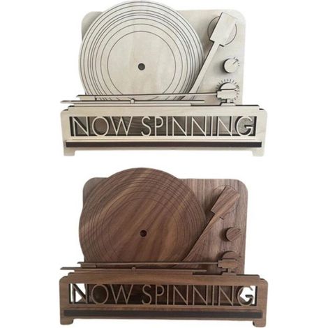 Support Pour Disque Vinyle - En Bois - Pour Exposition Et Rangement De Disques - 18 X 11 X 13 Cm - 1 Pièce (1/5)