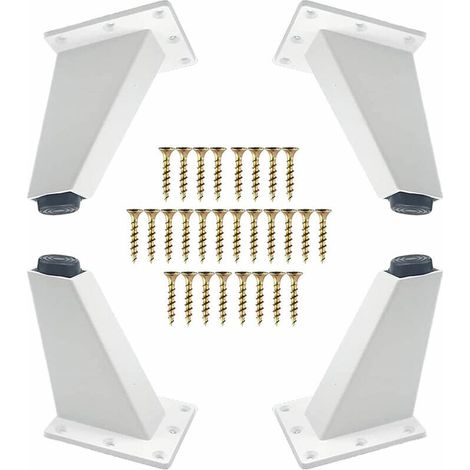 Juego de 4 patas ajustables para muebles de 8 cm – Aleación de aluminio – Pies triangulares con tornillos para sofás, armarios y mesas – Blanco-Crezuo