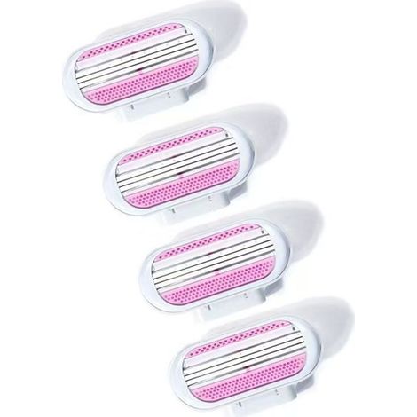 Tondeuse bikini pour femmes - Rasoir manuel à trois lames en acier inoxydable - Pour zones sensibles et voyages (4 têtes à triple lame) (1/4)