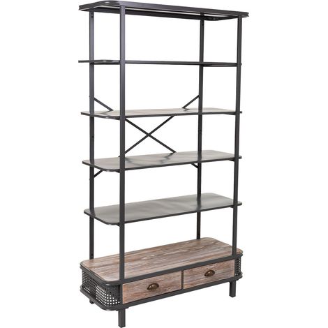 Estantería de metal y madera gris 100x40x181