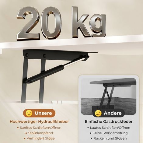 Table basse réglable en hauteur pour salon, table d'appoint avec rangement caché, 50 x 100 cm, blanc (1/5)