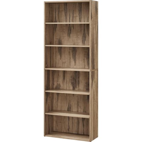 VASAGLE Scaffale a 6 Ripiani, Libreria, Scaffalatura Portaoggetti, Organizzatore con Scomparti, Ripiani Aperti e Regolabili, per Soggiorno, Ufficio, Camera da Letto, Marrone Cammello LBC166T50 (1/5)
