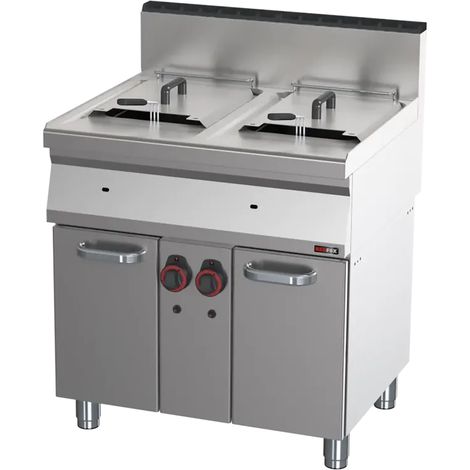 Friteuse double à gaz 0,8 kW/l, 15+15 l avec soubassement REDFOX - FE 70/80 G - REDFOX