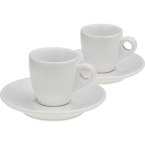 Tazzine da caffè espresso con piattini, 2 pezzi, in ceramica, 0,05 l, diametro 12 x 6,5 cm, bianco Mattia / Kela (1/2)