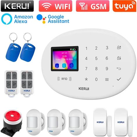 (Pack 4) Kit de sécurité pour maison intelligente, prend en charge les alarmes à double réseau WiFi et GSM et comprend un détecteur de mouvement infrarouge. (1/5)