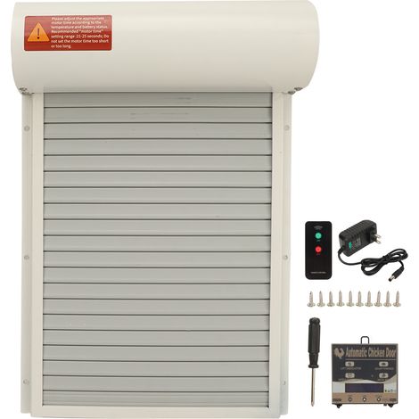 Porte automatique 3-en-1 pour poulailler, 100-240V, capteur lumineux, minuterie, télécommande, ouvre-porte pour poules, canards, oies, blanc, prise US (1/5)