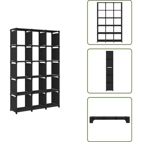 Étagère d'affichage 15 cubes Noir 103x30x175,5 cm Tissu - Étagère - Bibliothèque - Rangement - Meuble Intérieur - Design Moderne (1/5)