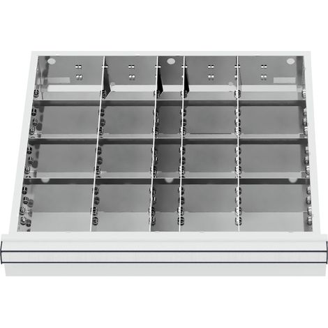STIER Schubladeneinteilung Metalleinteilung BLH 100/125 mm Innenmaß 500x450 mm 20 Fächer 6 x TW 125