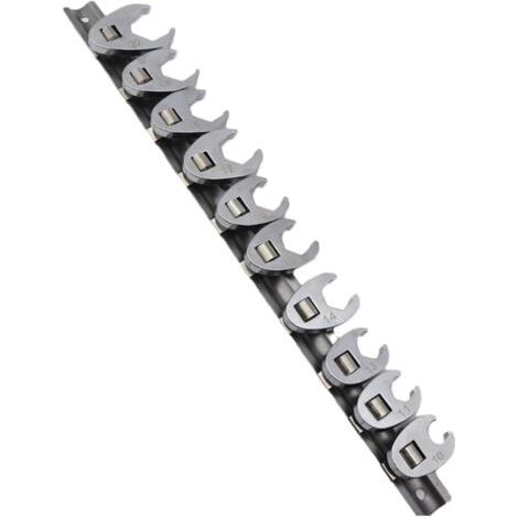 BUNTHAUS Lot de 10 clés à écrou évasé 3/8\"  10 22 mm  Avec rail de rangement (1/5)