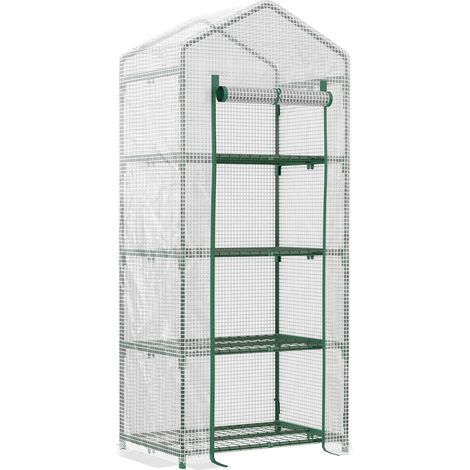 Filiyano-Serre en aluminium blanc, 4 étagères, pour tomates, 70 x 50 x 160 cm (1/5)