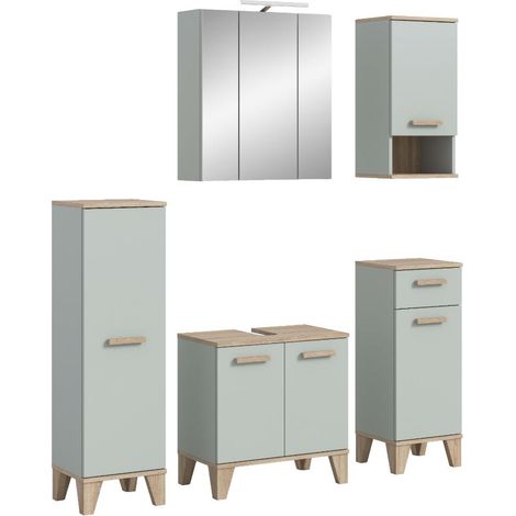 Star ensemble de meubles de salle de bains avec éclairage 158 cm vert clair.