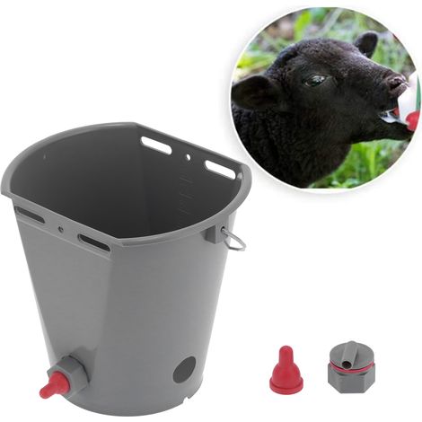 8-Liter-Futtereimer mit 2 Saugern, Viehzubehör, grau, für Lämmer (1/5)