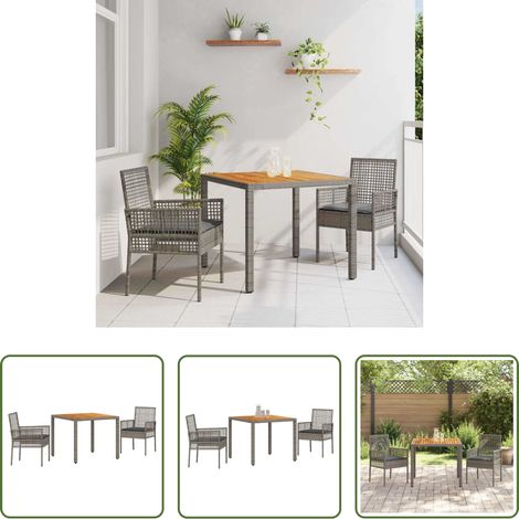 Terrasse - Garten Essgruppe 3 pcs Grau Poly-Rattan (1/5)