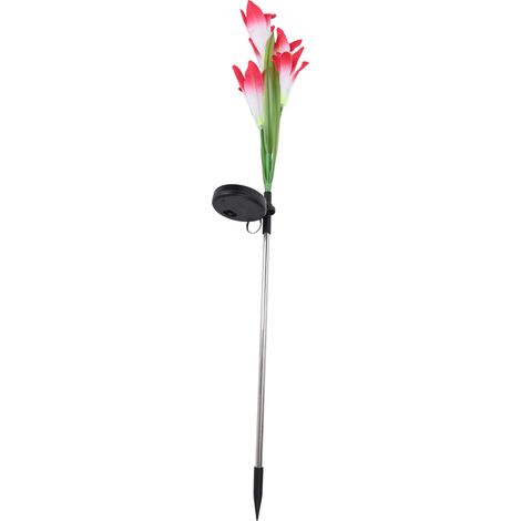 Wasserdichte Solar-Blumenleuchte für Garten, dekorativer Außenstecker für Terrasse oder Hinterhof (Rosa Weiß) (1/5)