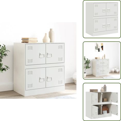 The Living Store Buffet blanc 67x39x73 cm acier - Buffet Blanc - Meuble Rangement - Armoire Cuisine - Commode - Étagère Ouverte (1/5)