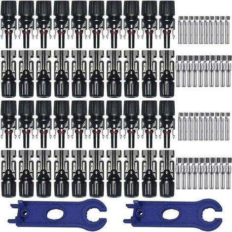 20 Paar MC4-Solar-Photovoltaik-Steckverbinder, Stecker/Buchse, wasserdichte Doppelringdichtung, für Photovoltaik-Solarmodulkabelzubehör (1/4)