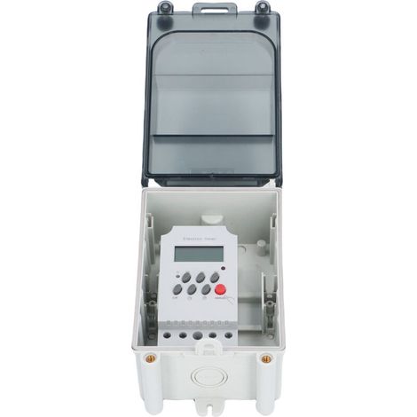 Minuteur de pompe de piscine programmable 7 jours, 28 heures marche/arrêt, étanche, boîtier numérique extérieur avec verrouillage à combinaison (1/5)