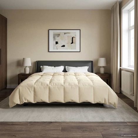 Winterbettdecke Gepolstert Creme 240 x 260 cm Mikrofaser