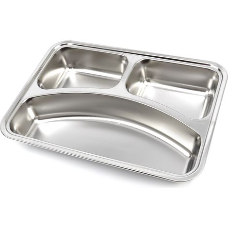 Assiette - 3 compartiments - Acier inoxydable - Compatible lave-vaisselle - Maxima
