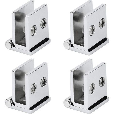 Lot de 4 Charnière pour Porte en Verre, Angle Ouverture 0° Charnières de Serrage de Meuble de Cuisine, Vitrine, Douche, pour Verre Epaisseur de 5 mm (1/4)