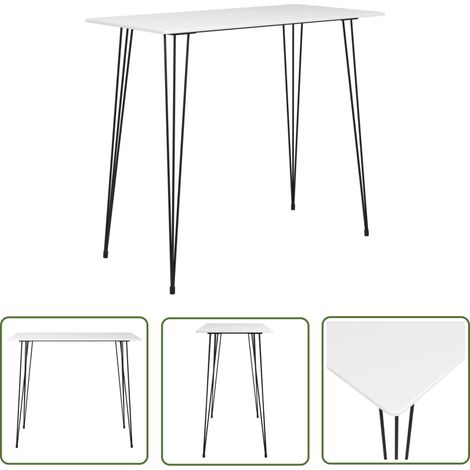 The Living Store Bartisch Weiß 120x60x105 cm - Stehtisch - Bartisch - Kücheninsel - Weißer Tisch - Schwarzer Tisch (1/5)