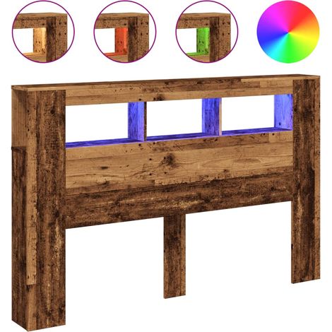 Maison Exclusive - Cabecero con LED madera ingeniería envejecida