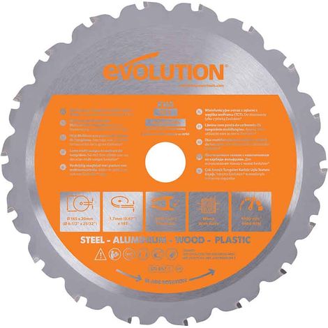Evolution 165mm Multi-Material Cutting Circular Saw Blade with 18 Tungsten Carbide Tipped Teeth