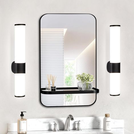 ZMH Lot de 2 lampes de miroir LED pour salle de bain – 6 W, applique murale de 30 cm, étanche IP44, chrome, moderne, blanc neutre, 4000 K, lampe de salle de bain, applique murale pour sous-sol, cuisin (1/5)