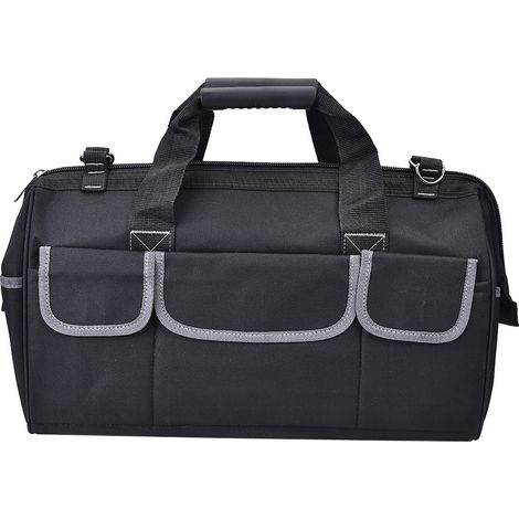 Werkzeugtasche (48 cm), Aufbewahrungskoffer für Baumaschinen und Elektrowerkzeuge, Werkzeugtasche mit breiter Öffnung für Elektriker, Werkzeugtasche aus Oxford-Gewebe, Organizer