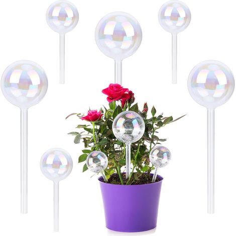 Lot de 6Pcs Bulbes d’Arrosage Automatique Dispositif D'irrigation, Boule Auto-arrosage en Verre Coloré pour Plante Fleur D'intérieur et D'extérieur (Forme de Goutte d'eau) (1/5)